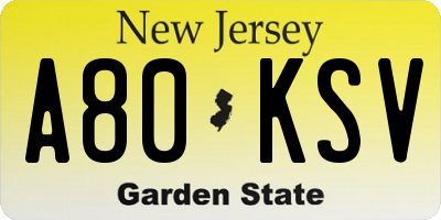 NJ license plate A80KSV