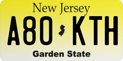 NJ license plate A80KTH
