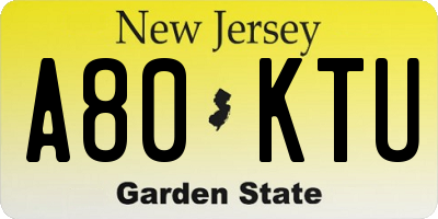 NJ license plate A80KTU
