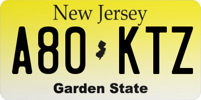 NJ license plate A80KTZ