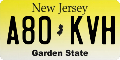 NJ license plate A80KVH