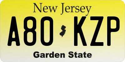 NJ license plate A80KZP
