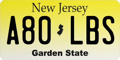 NJ license plate A80LBS