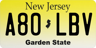 NJ license plate A80LBV