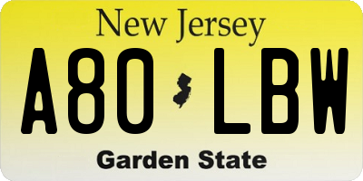 NJ license plate A80LBW