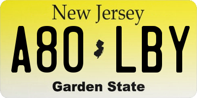 NJ license plate A80LBY