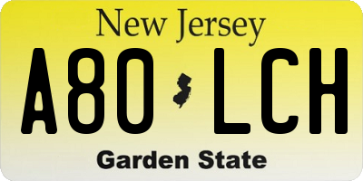 NJ license plate A80LCH