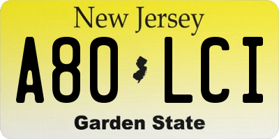 NJ license plate A80LCI