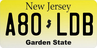 NJ license plate A80LDB