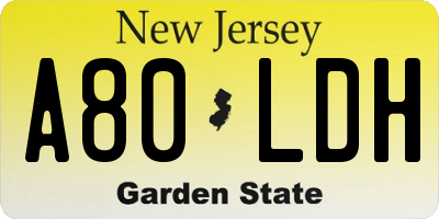 NJ license plate A80LDH
