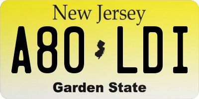 NJ license plate A80LDI
