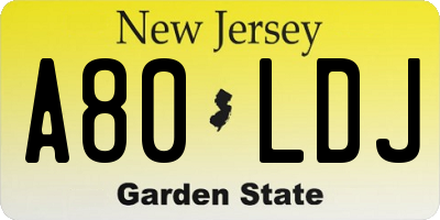 NJ license plate A80LDJ