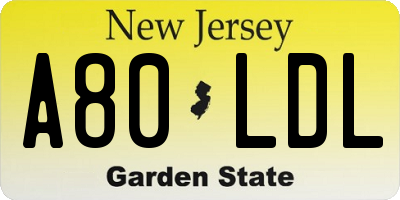 NJ license plate A80LDL