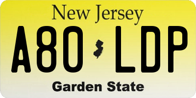 NJ license plate A80LDP