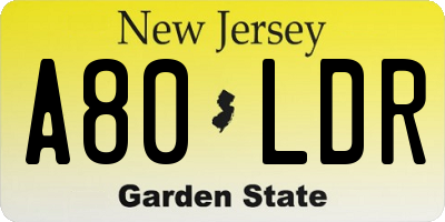 NJ license plate A80LDR