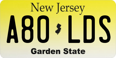 NJ license plate A80LDS