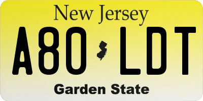 NJ license plate A80LDT