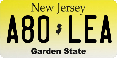 NJ license plate A80LEA