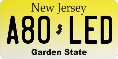 NJ license plate A80LED