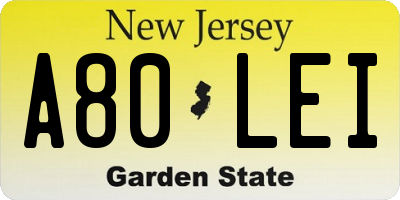 NJ license plate A80LEI