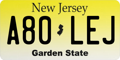 NJ license plate A80LEJ