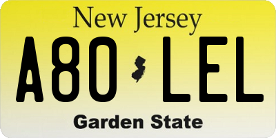NJ license plate A80LEL