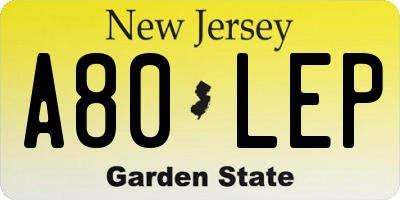 NJ license plate A80LEP