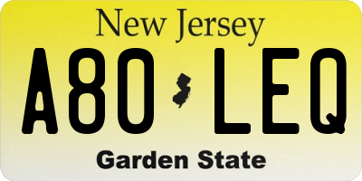 NJ license plate A80LEQ