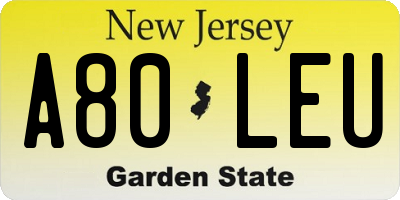 NJ license plate A80LEU