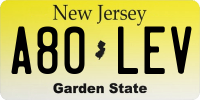 NJ license plate A80LEV