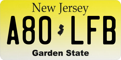 NJ license plate A80LFB