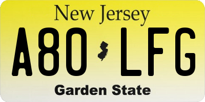 NJ license plate A80LFG
