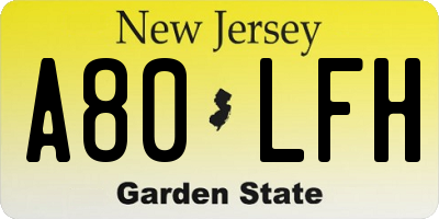 NJ license plate A80LFH