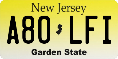 NJ license plate A80LFI