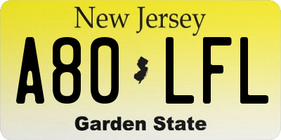 NJ license plate A80LFL