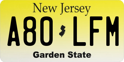 NJ license plate A80LFM