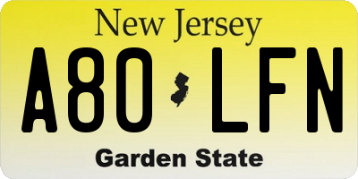 NJ license plate A80LFN
