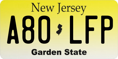 NJ license plate A80LFP