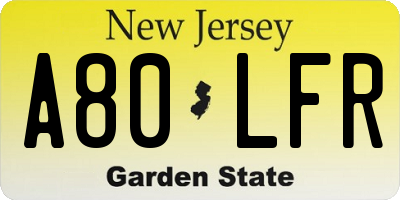 NJ license plate A80LFR