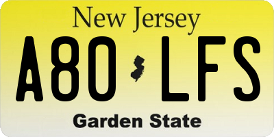 NJ license plate A80LFS
