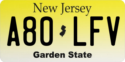 NJ license plate A80LFV