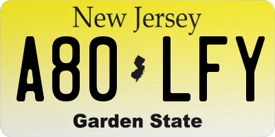 NJ license plate A80LFY