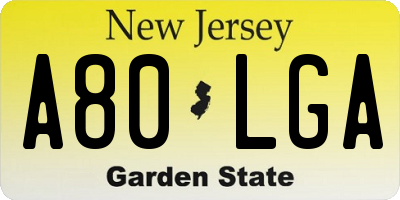 NJ license plate A80LGA