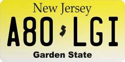 NJ license plate A80LGI