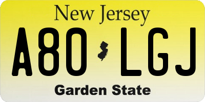 NJ license plate A80LGJ