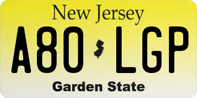 NJ license plate A80LGP