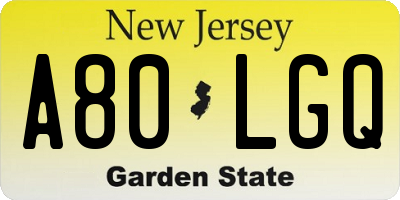 NJ license plate A80LGQ