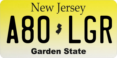 NJ license plate A80LGR