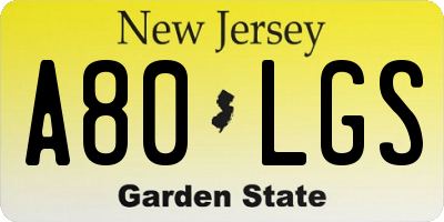 NJ license plate A80LGS