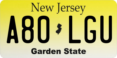 NJ license plate A80LGU